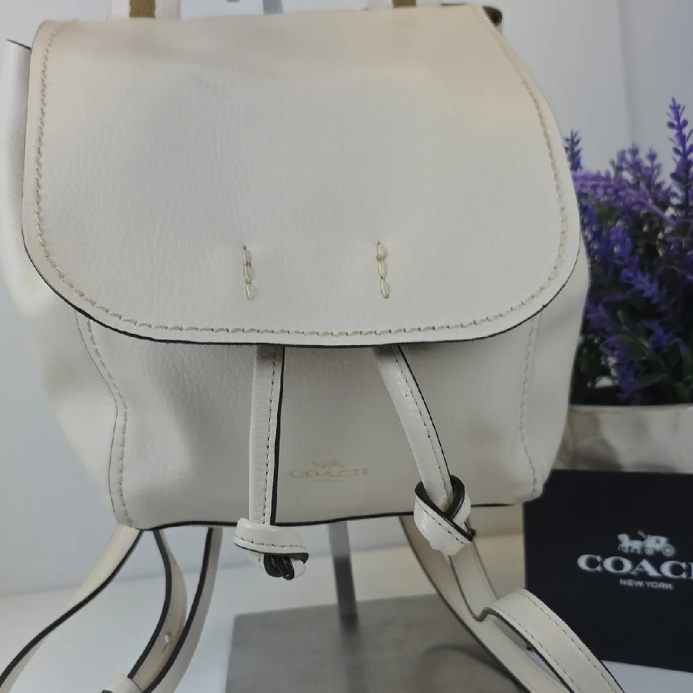 Coach Derby Ivory White‎ Leather Backpack Crossbody Shoulder Bag - Picture 6 of 16